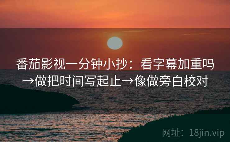 番茄影视一分钟小抄：看字幕加重吗→做把时间写起止→像做旁白校对